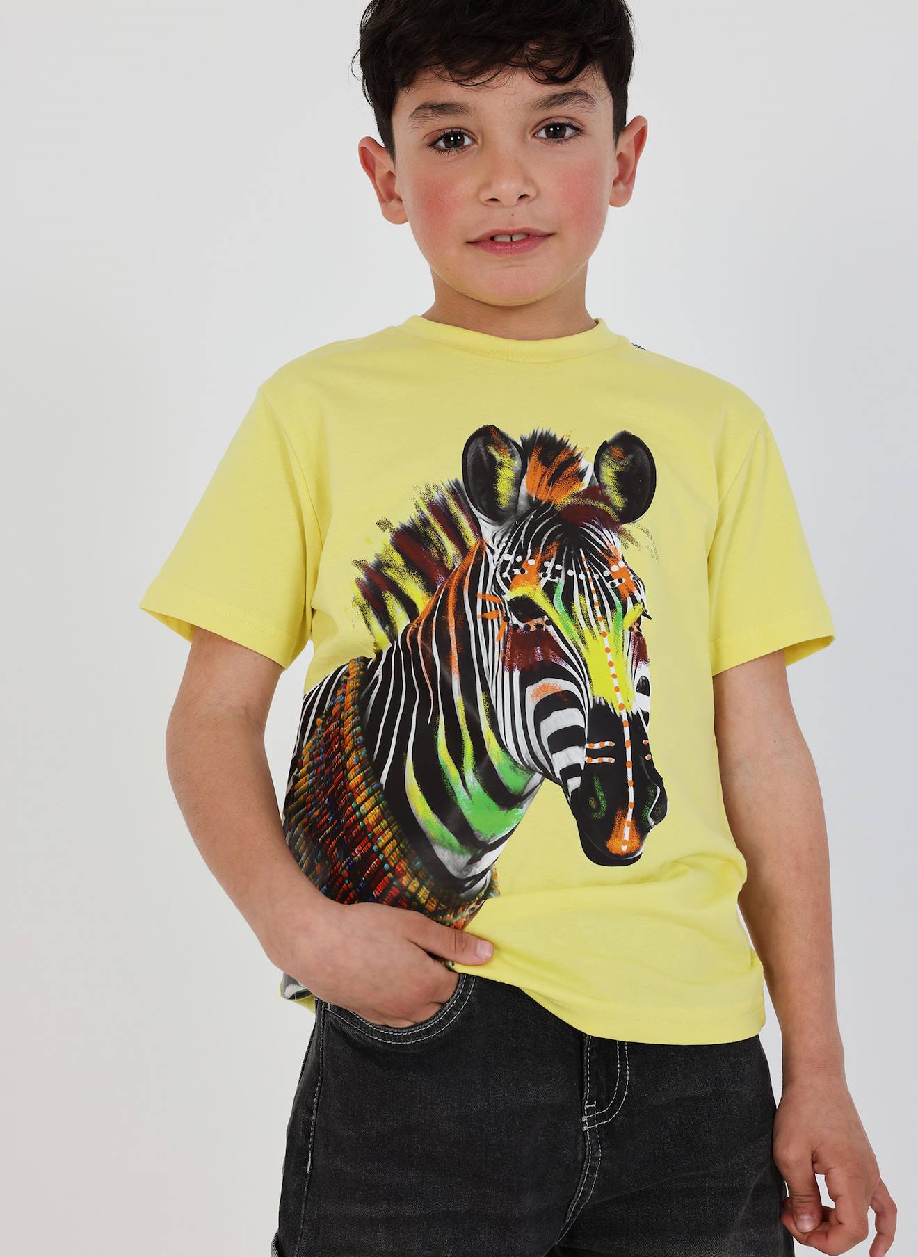 T-shirt Enfant Coton Zèbre Jaune