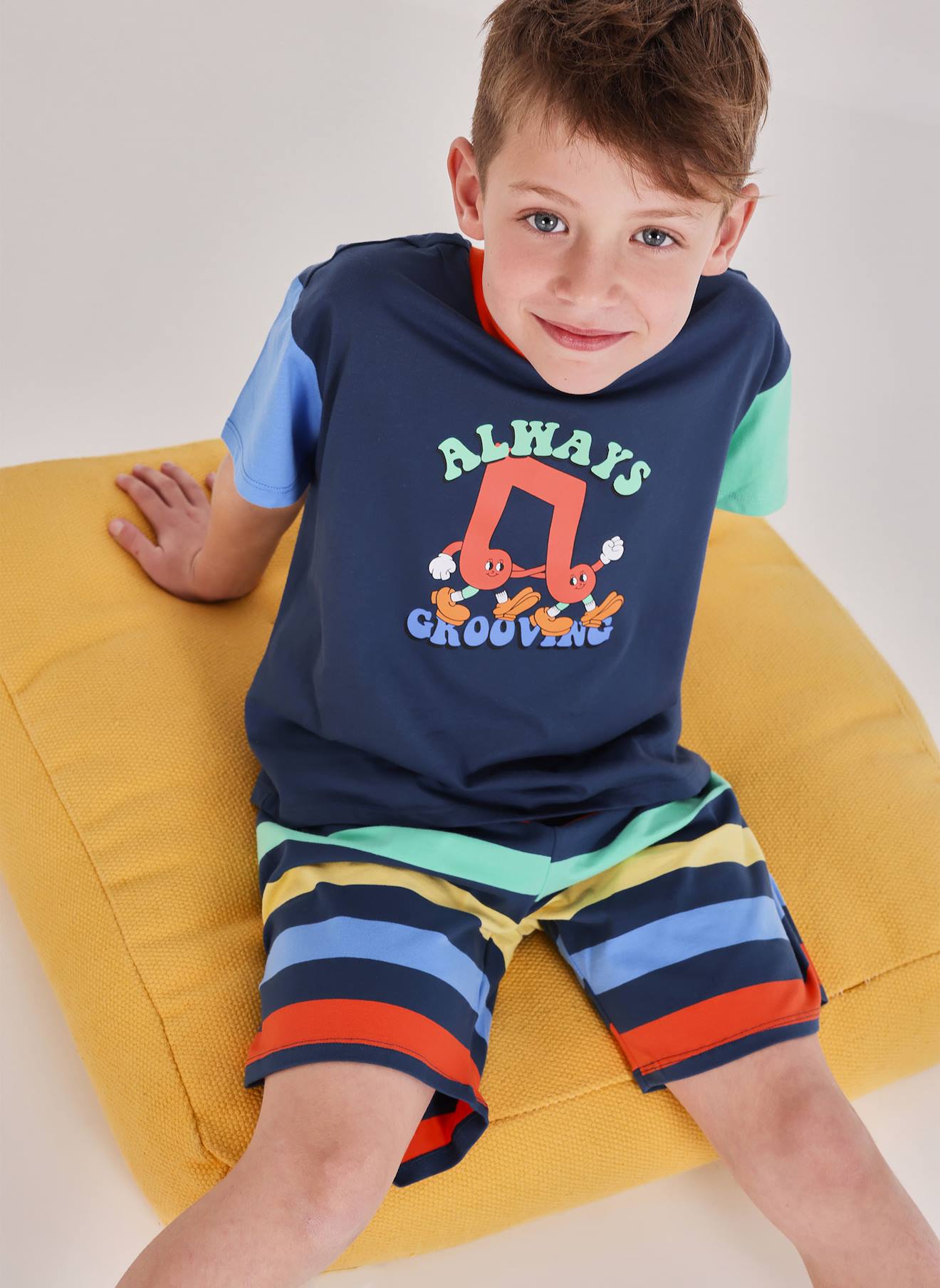 Pyjama Garçon Coton Rayé Bleu