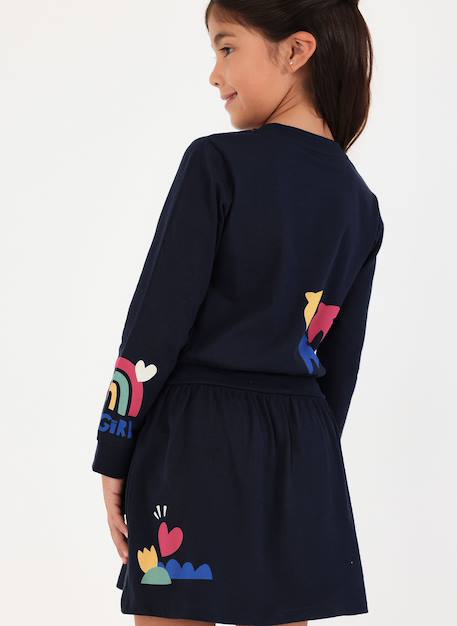 Robe en maille imprimée avec sequins Bleu 2 - vertbaudet enfant 
