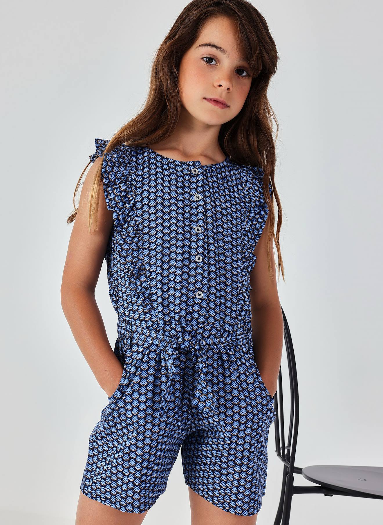 Combishort Imprimé Géométrique Pour Fille Multicolore