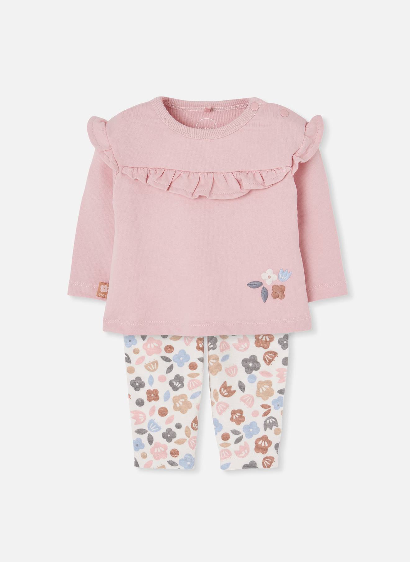 Ensemble Bébé Fille Maille Imprimé Fleurs Pink