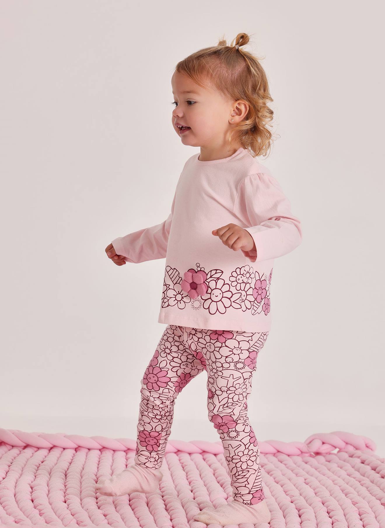 Ensemble Bébé Tricot Coton Rose