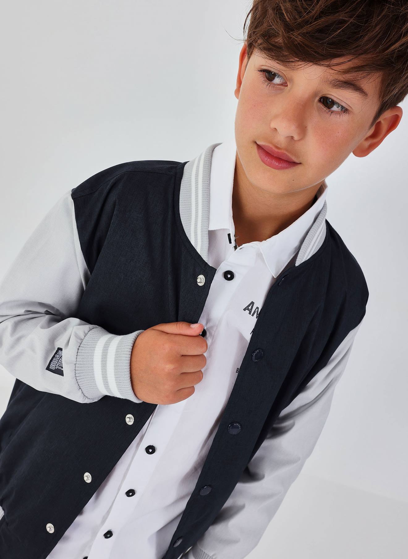 Blouson Aviateur Enfant Tissu Technique Gris