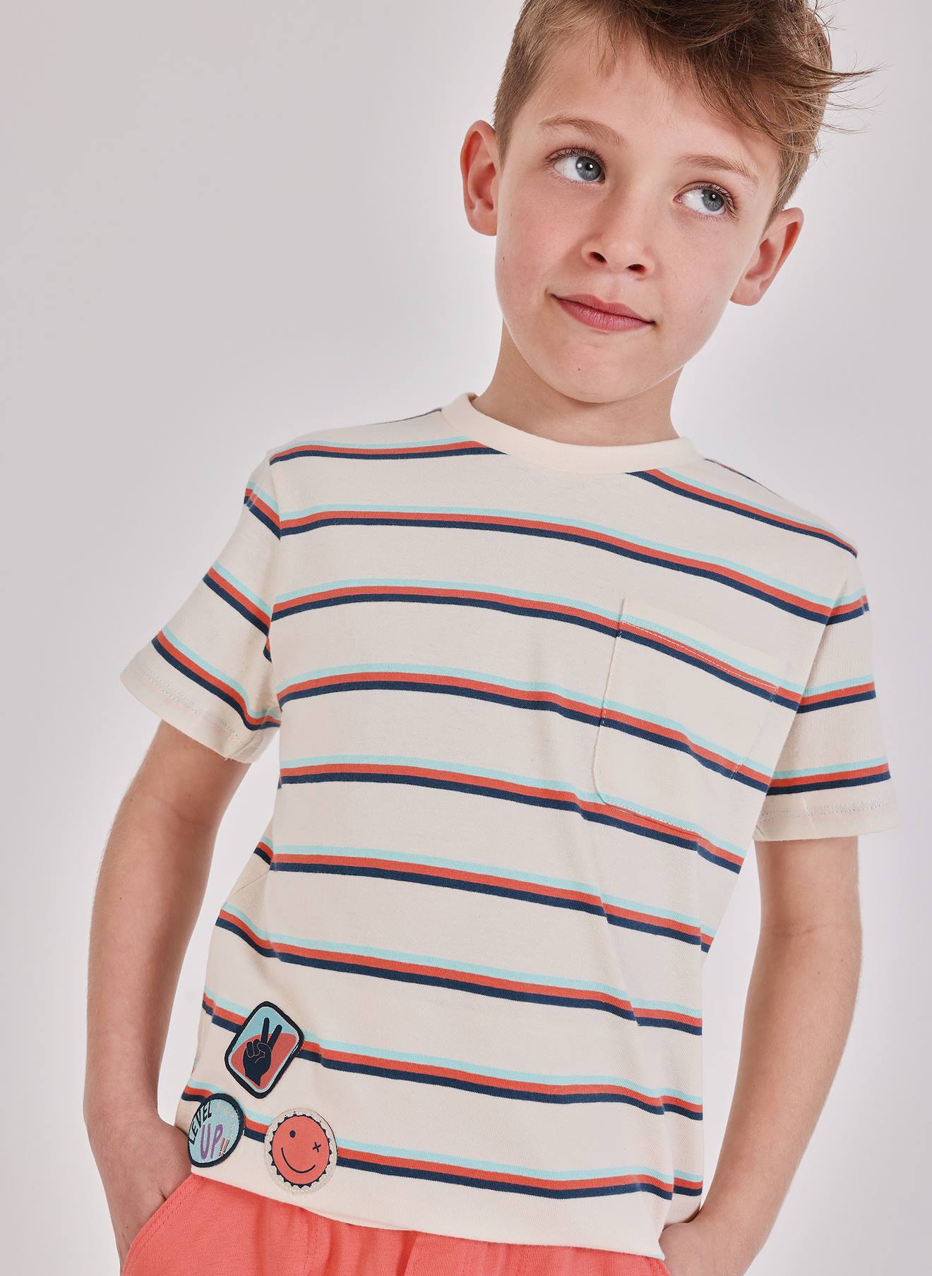 T-shirt Enfant En Maille Rayée Multicolore T-shirt Enfant En Maille Rayée Multicolore