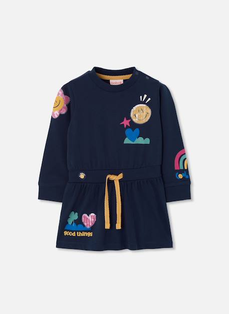 Robe en maille imprimée avec sequins Bleu 3 - vertbaudet enfant 