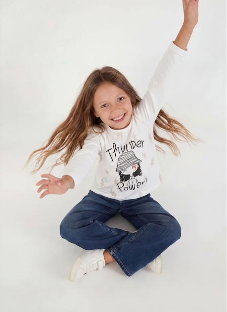 Fille-T-shirt en maille fille imprimé thunder power