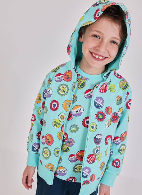 Sweat zippé à capuche imprimé  - vertbaudet enfant