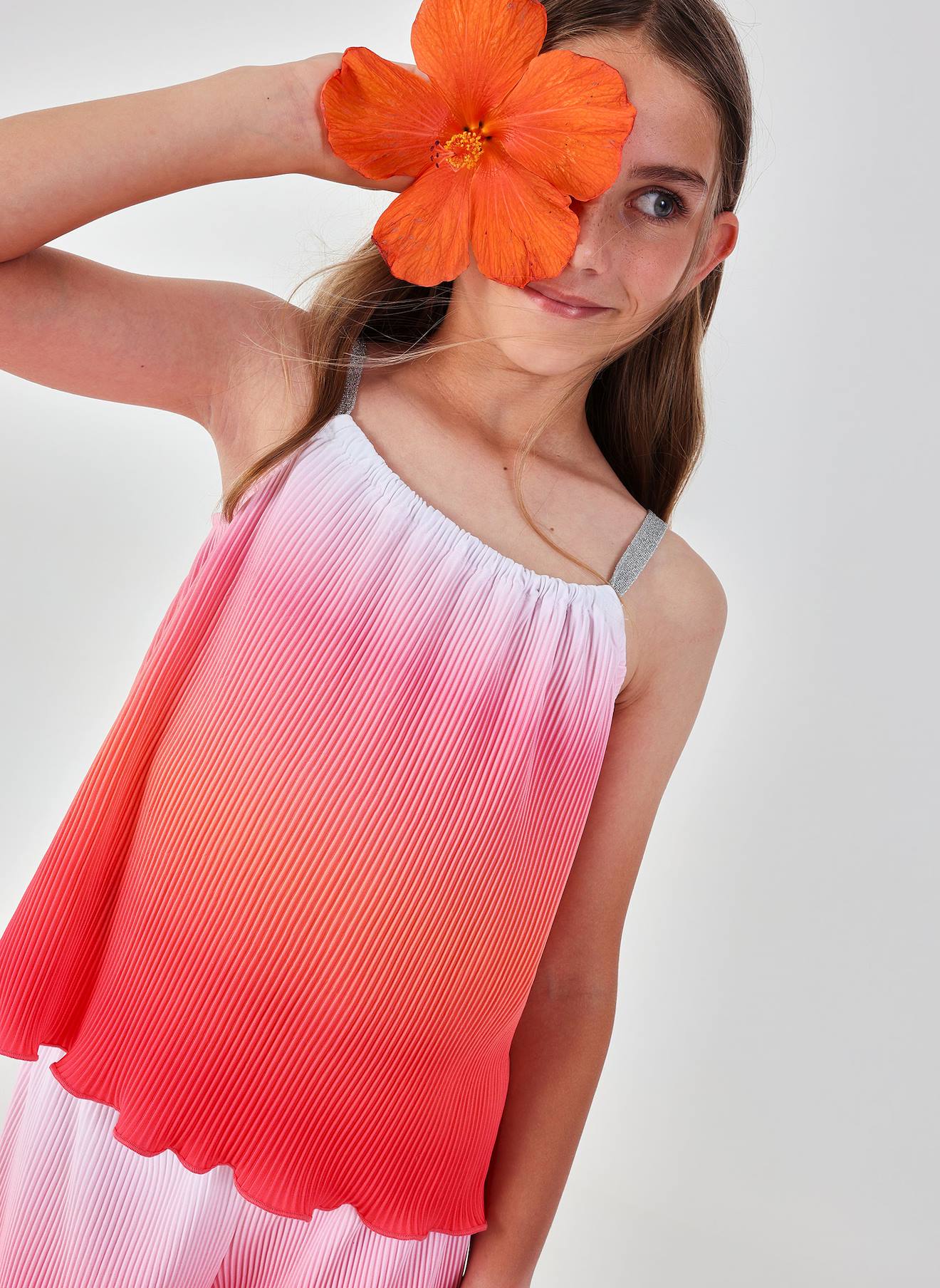 Débardeur En Mousseline Fille Rose