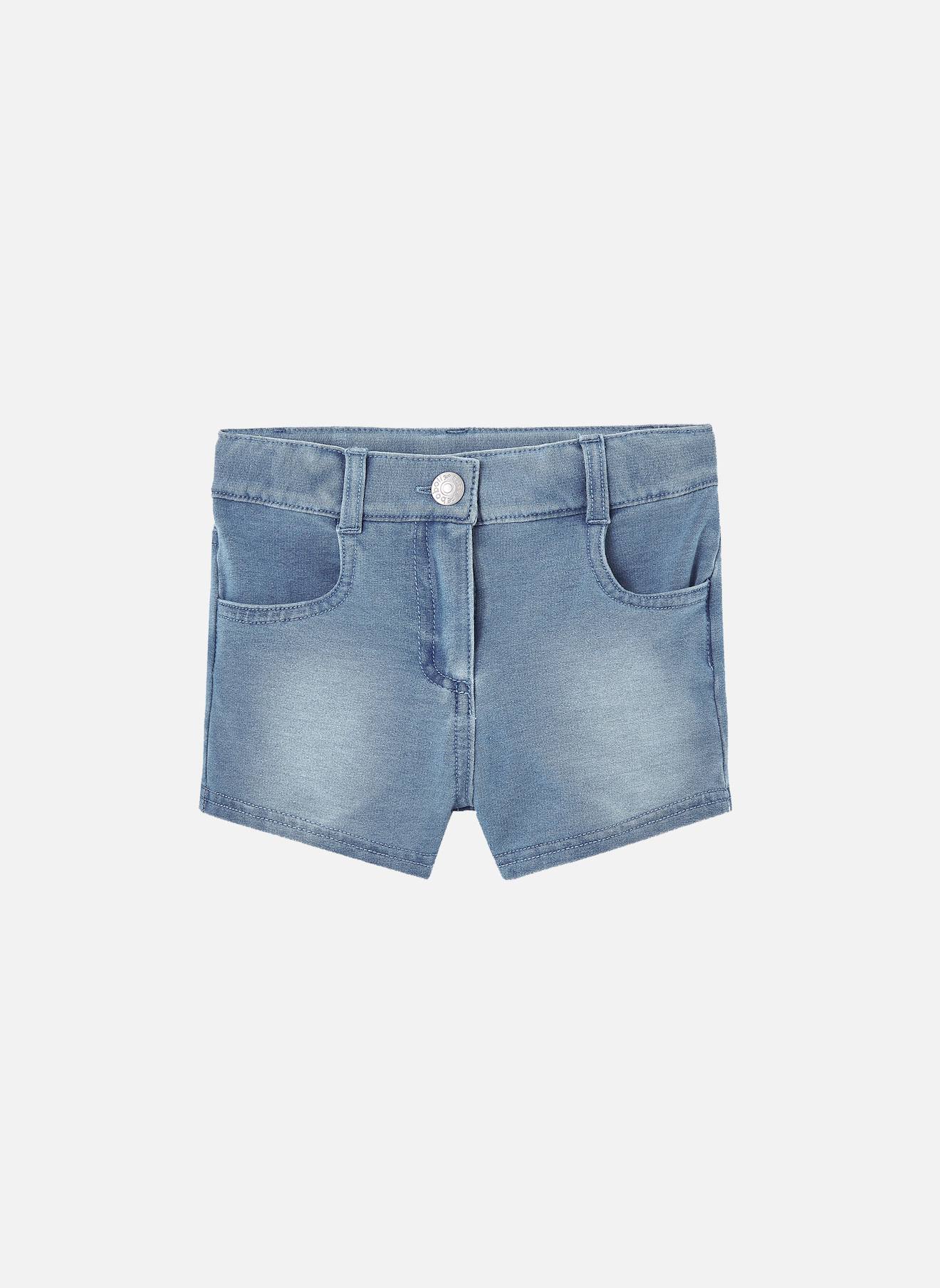 Short En Denim Avec Bouton Et Fermeture É Bleu