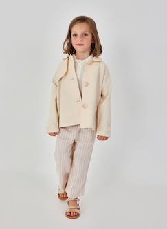 -Pantalon fille en lin rayé