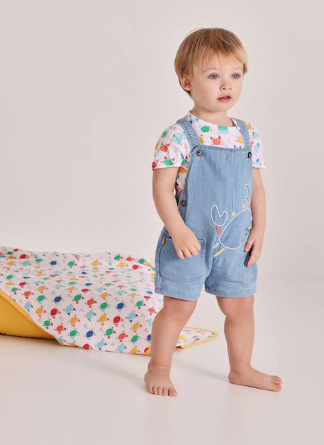 Bébé-Ensemble bébé t-shirt et salopette imprimée en denim