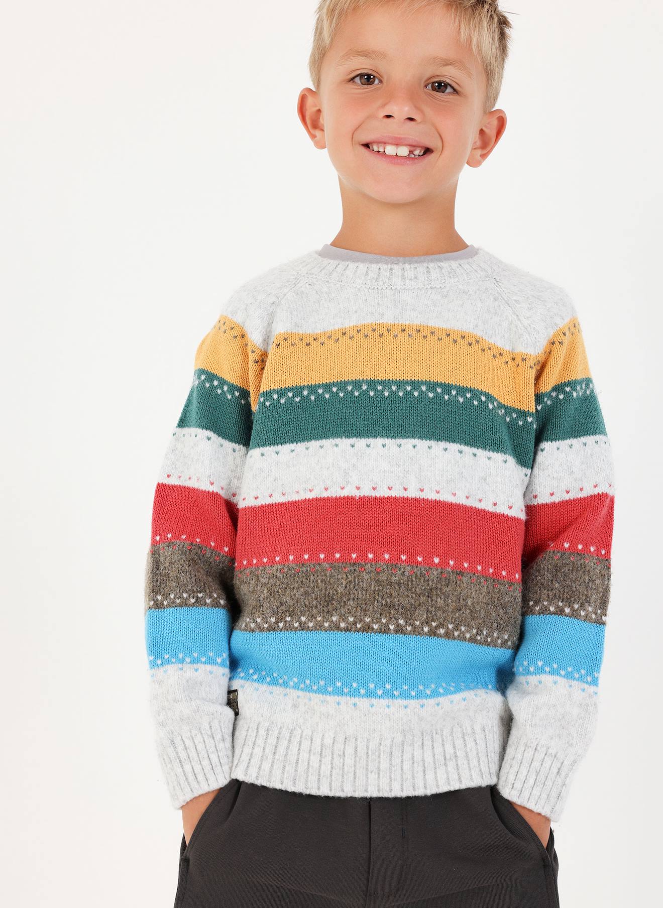 Pull Garçon À Rayures Multicolore