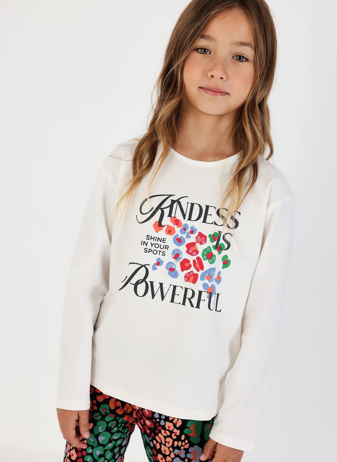 T-shirt Fille En Maille Imprimé Message Blanc