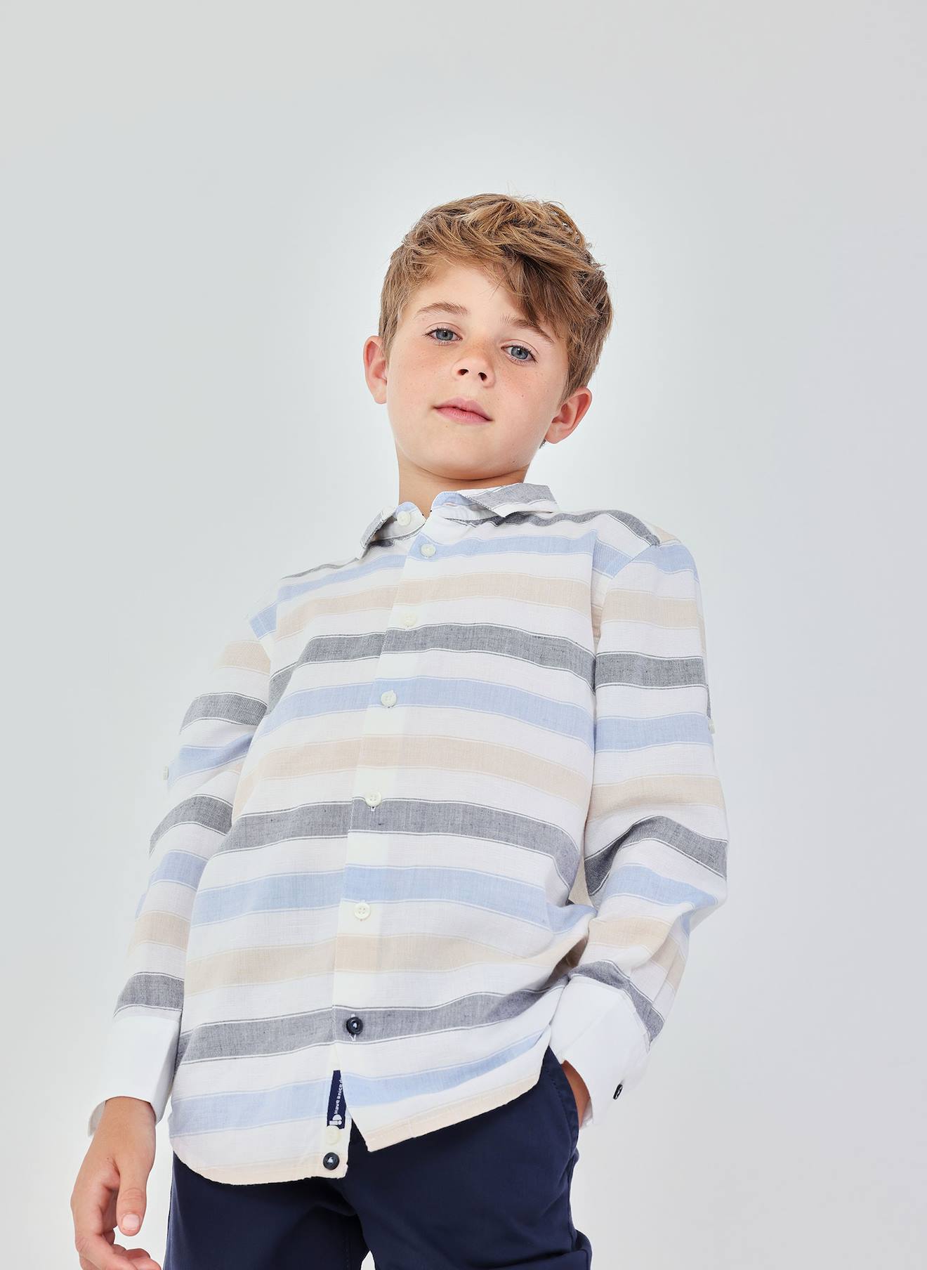 Chemise En Lin Rayée Multicolore