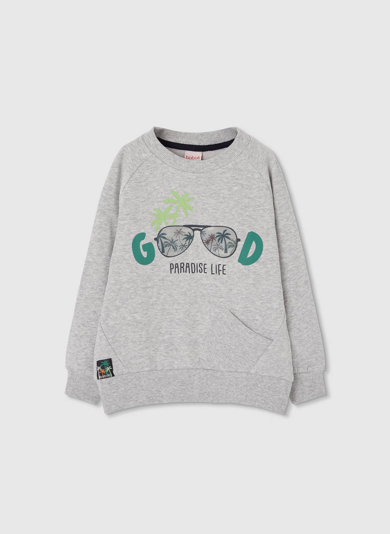 Sweat-shirt En Molleton Garçon Gris