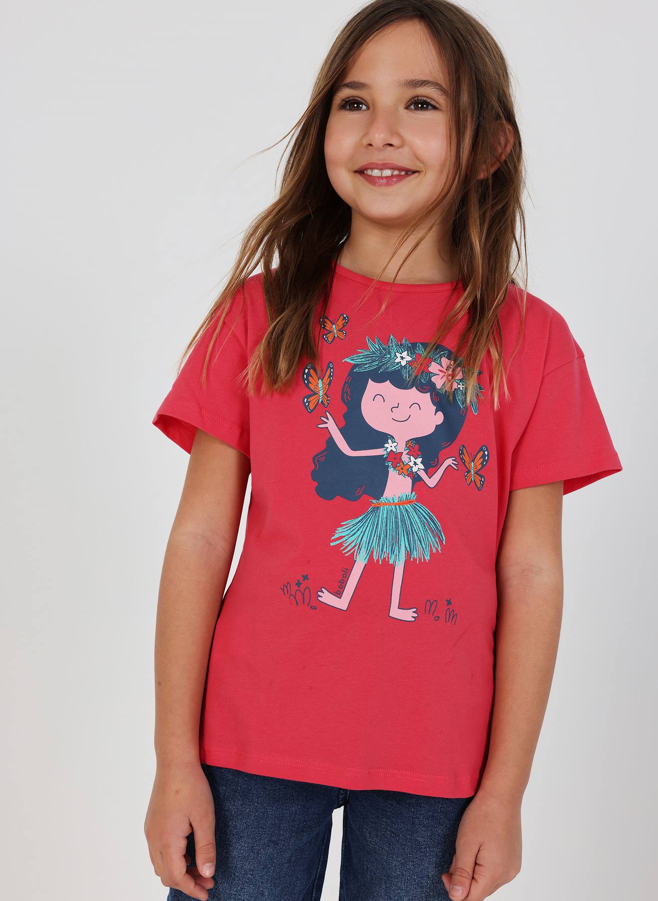 T-shirt Fille Coton Avec Imprim Rose 6 €