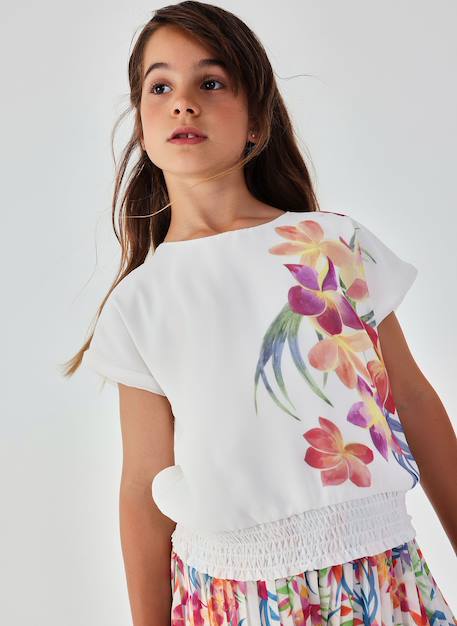 Fille-Tee-shirt fille fleurs