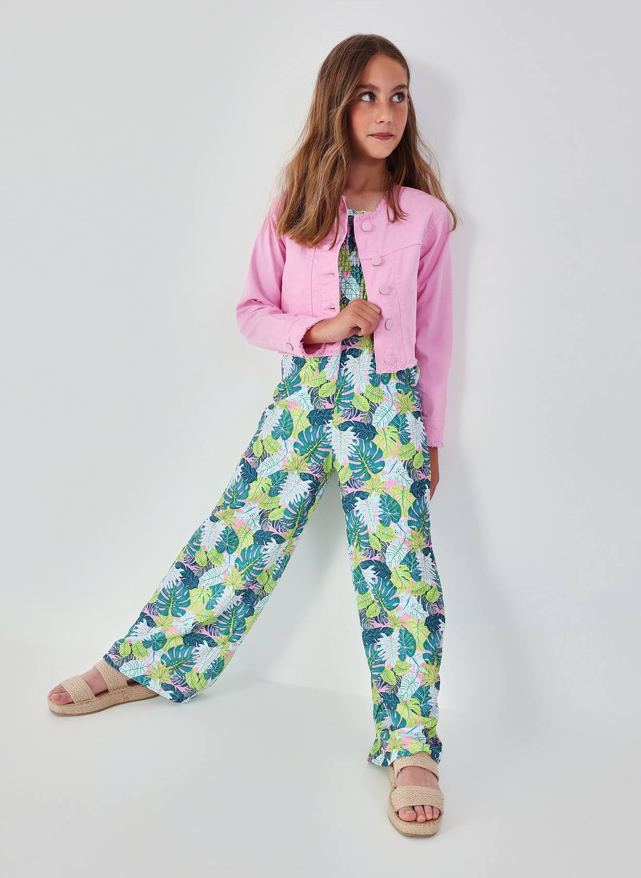 Combinaison Fille Coton Imprim De Feuilles Multicolore 18$