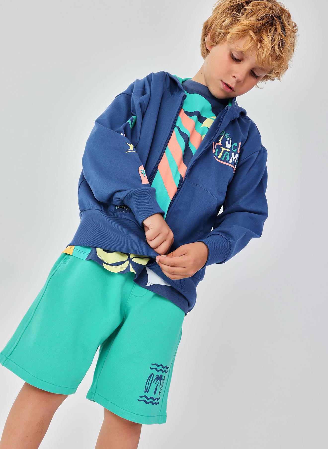 Sweat Zippé Enfant Capuche Coton Bleu Sweat Zippé Enfant Capuche Coton Bleu