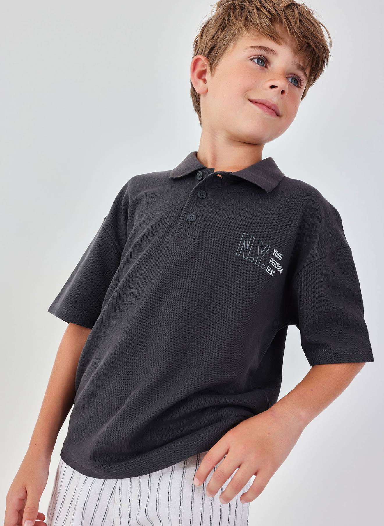 Polo Enfant Gris 13$