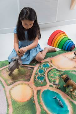 Linge de maison et décoration-Décoration-Tapis de jeu enfant "Royaume des Animaux" - fabriqué en France