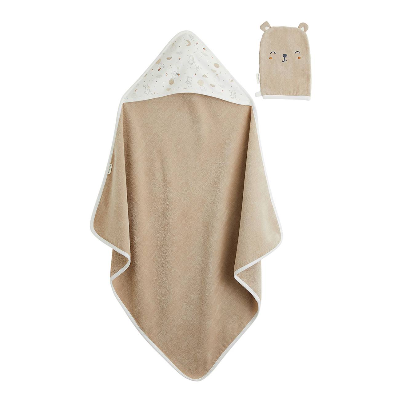 Cape De Bain Et Gant Bébé Eliah Ecru (Petit Beguin) - Image 1