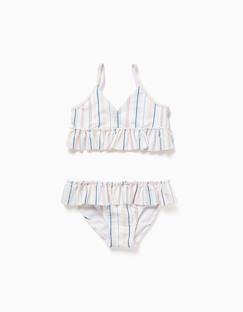 Maillot de bain 2 pièces à rayures ethniques et volants b&s  - vertbaudet enfant
