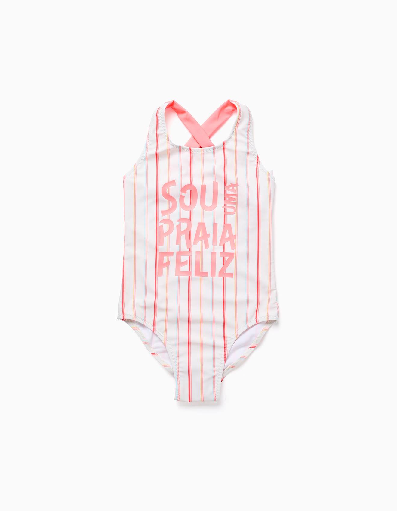 Maillot De Bain Rayures Et Imprim Lavant Blanc 12$