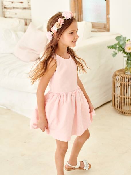 Robe De Ceremonie Fille A Pois Eau De Rose Imprime Vertbaudet