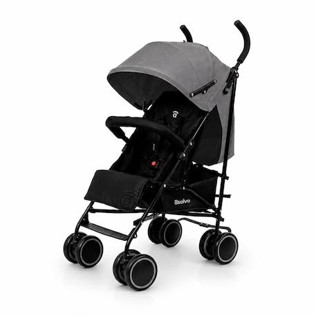 Asalvo - Poussette Ultra Légère Tokio Compacte, Pliable & Confortable Gris Et Noir