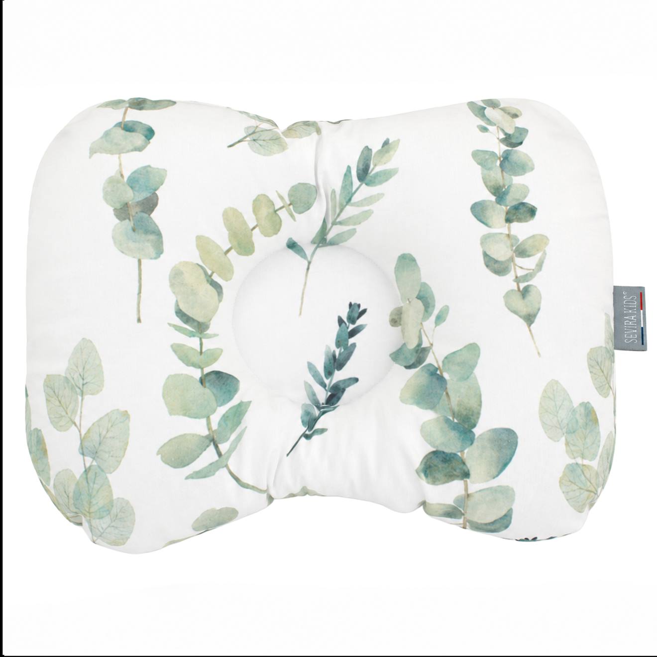 Coussin Ergonomique Bébé En Gaze De Coton Eucalyptus Eucalyptus, Vert, Gris