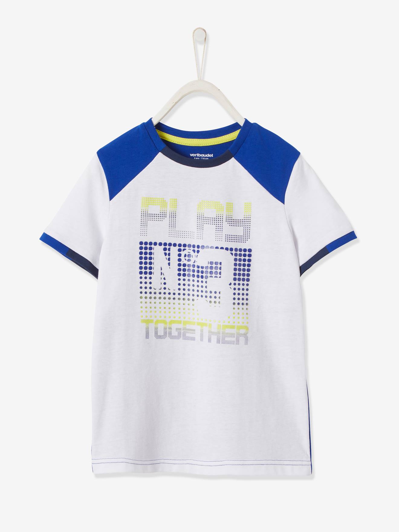 T-shirt de sport en matière technique détails effet pixel garçon blanc