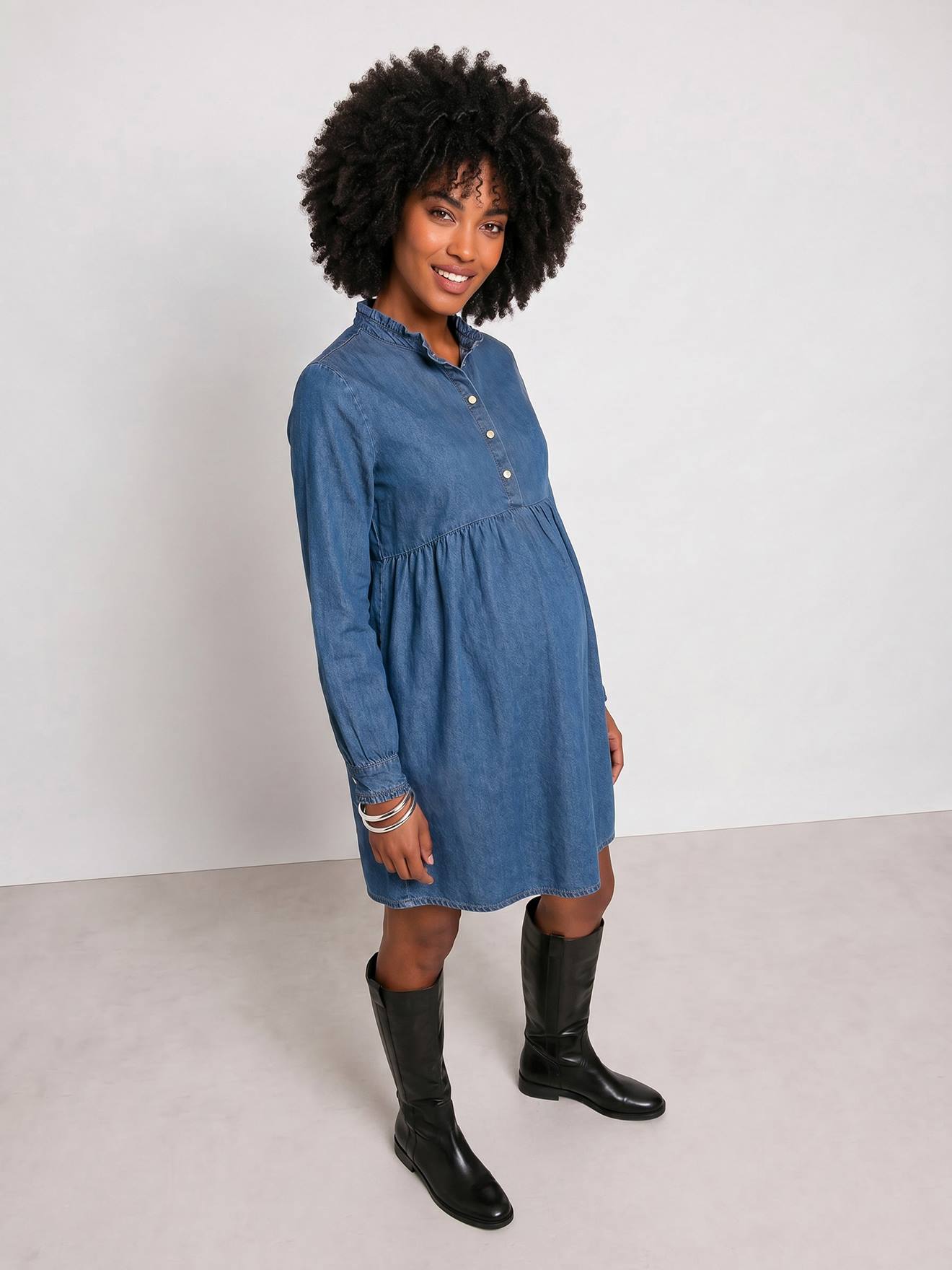 Robe de grossesse manches longues stone
