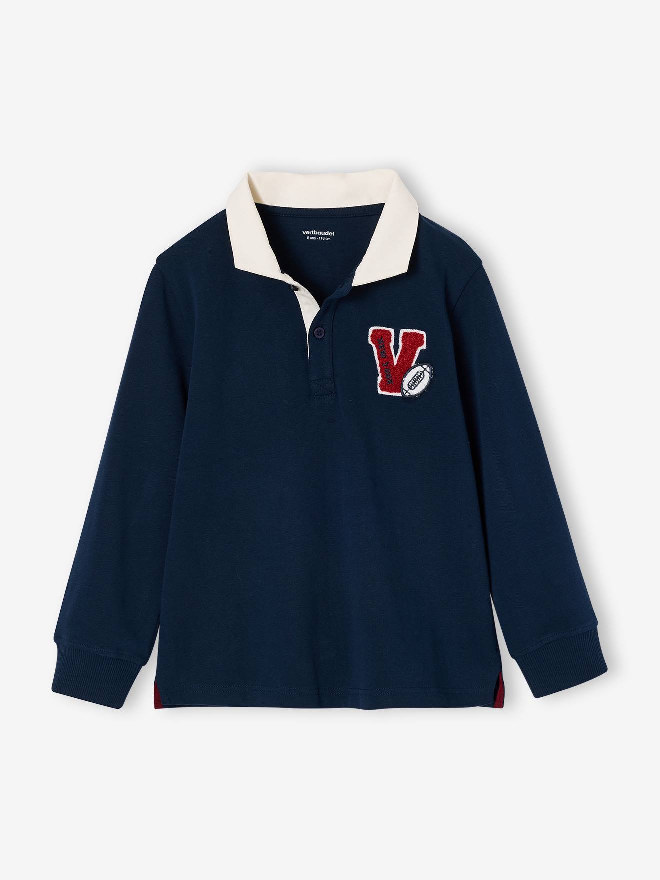 Polo manches longues garçon marine