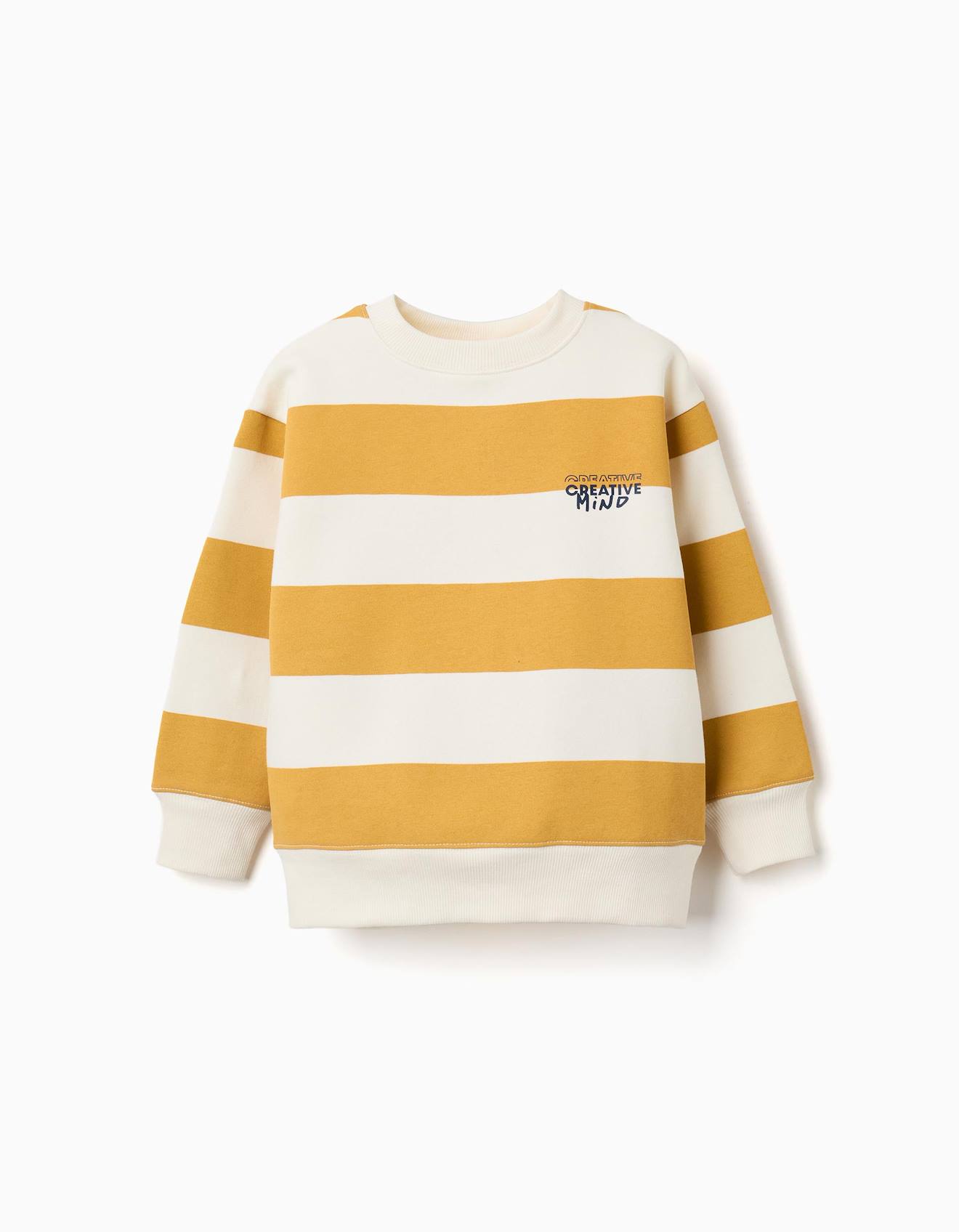 Sweat En Coton Peigné À Rayures Et Imprimé Jaune