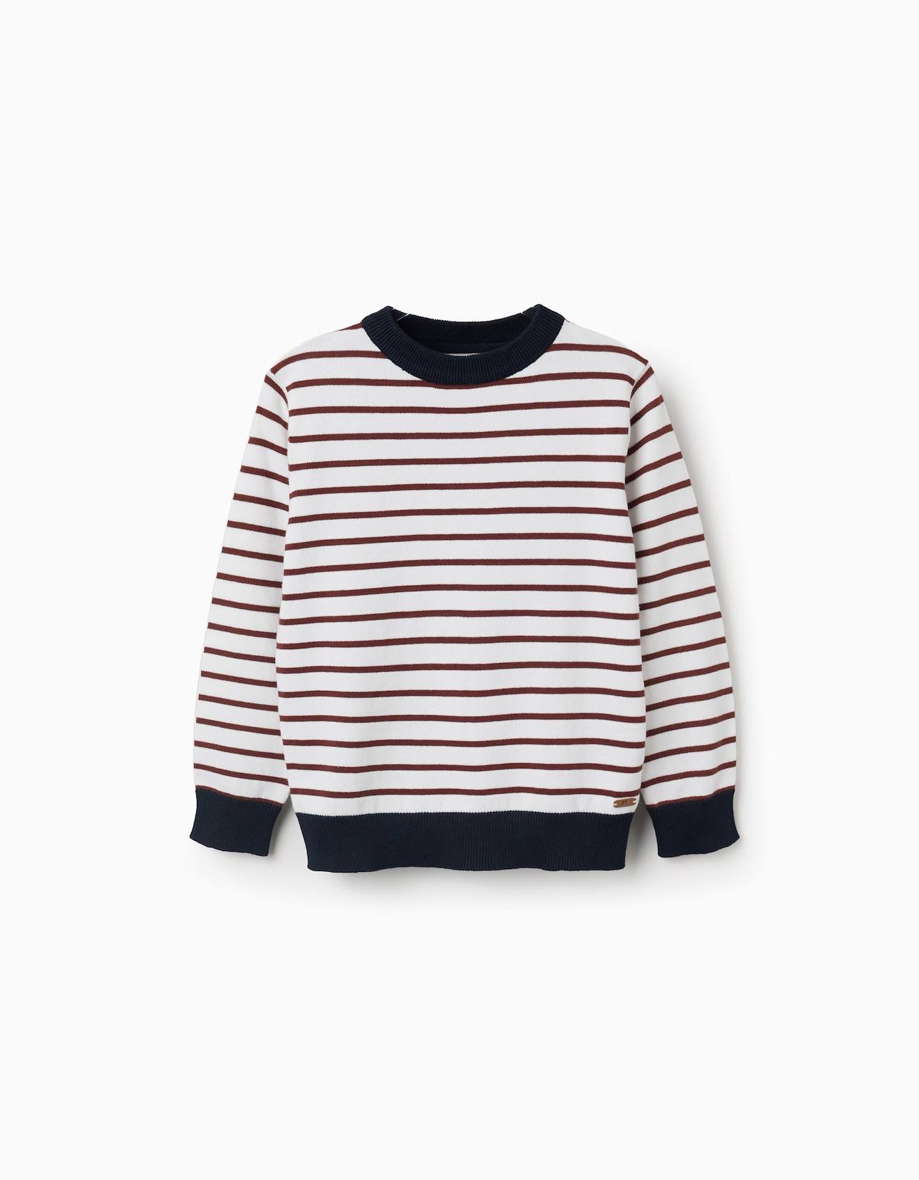 Pull En Maille À Rayures Marron