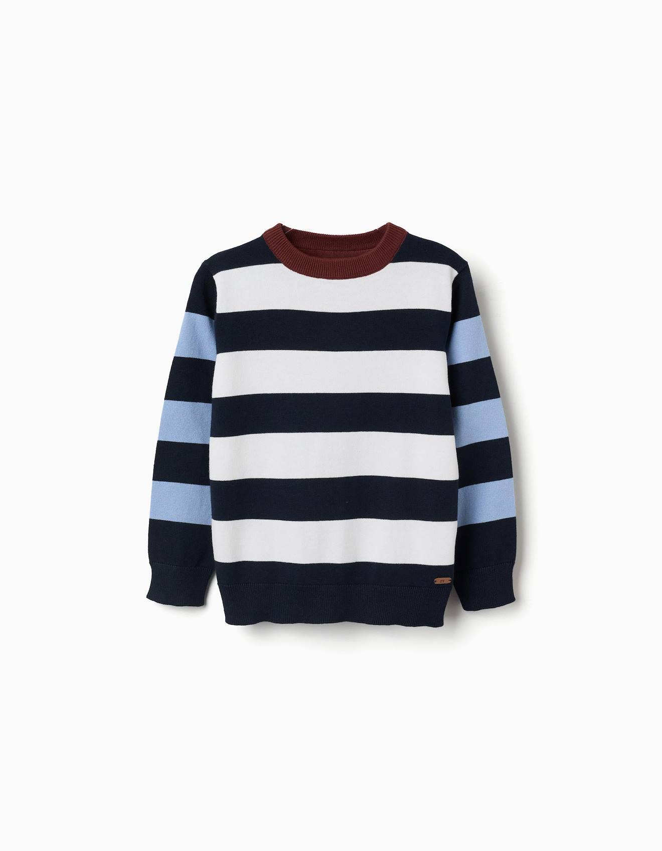 Pull En Maille À Rayures Bleu Foncé Pull En Maille À Rayures Bleu Foncé