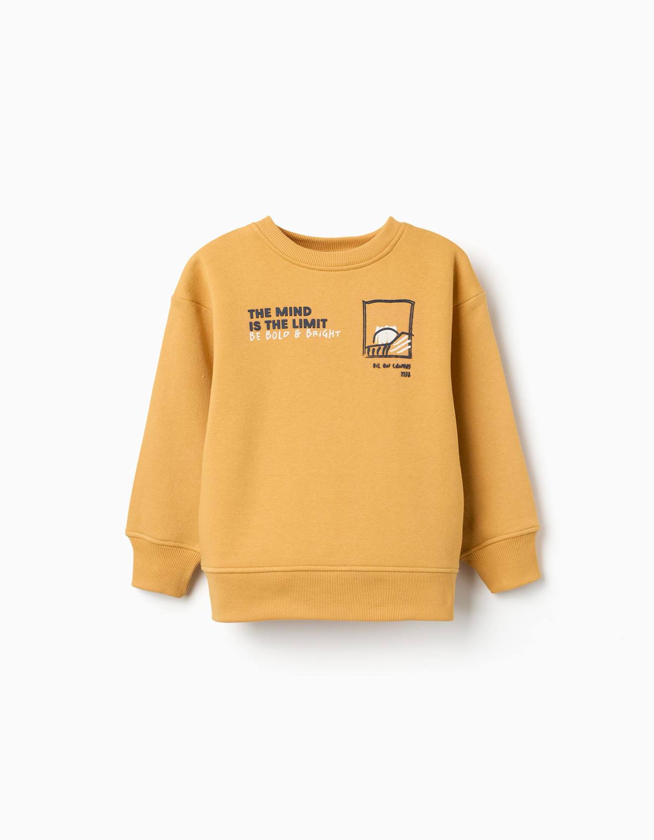 Sweat En Coton Peigné Avec Imprimé En Relief Jaune
