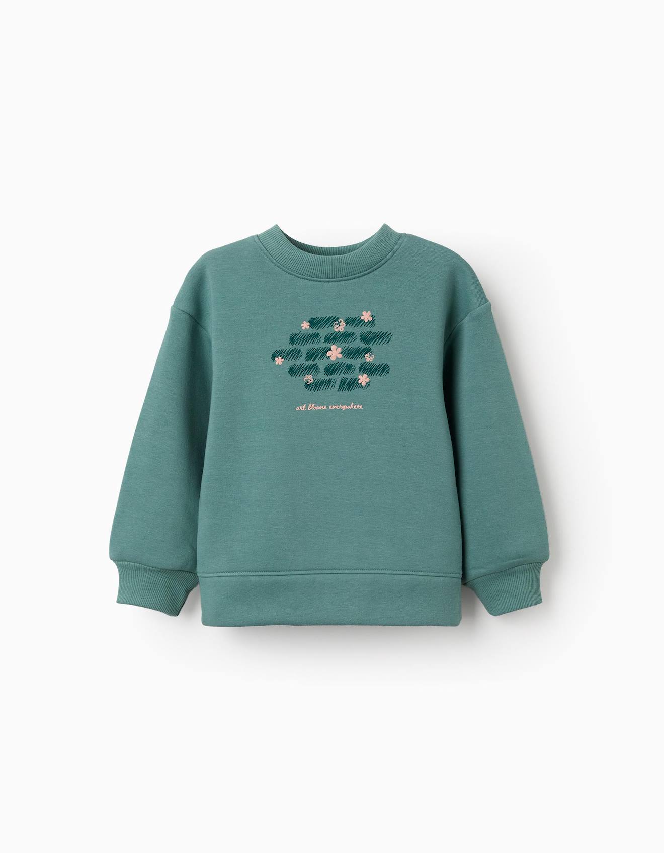 Sweat En Coton Peigné Avec Motif Art Et Nature Vert Clair