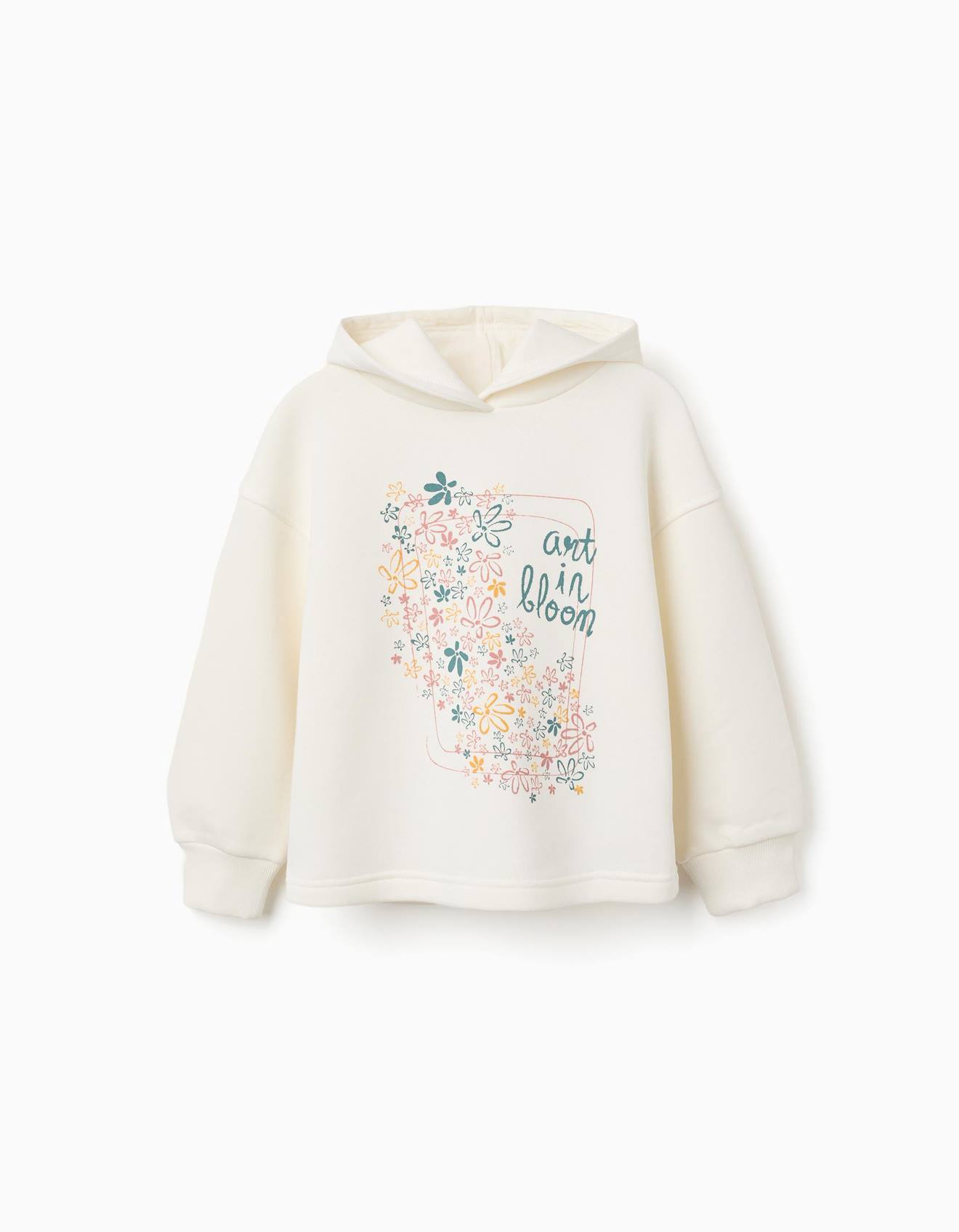 Sweat En Coton Peign Capuche Et Imprim Floral Blanc 19$