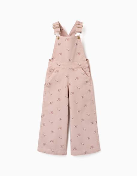 Fille-Salopette en sergé à jambe large avec motif floral