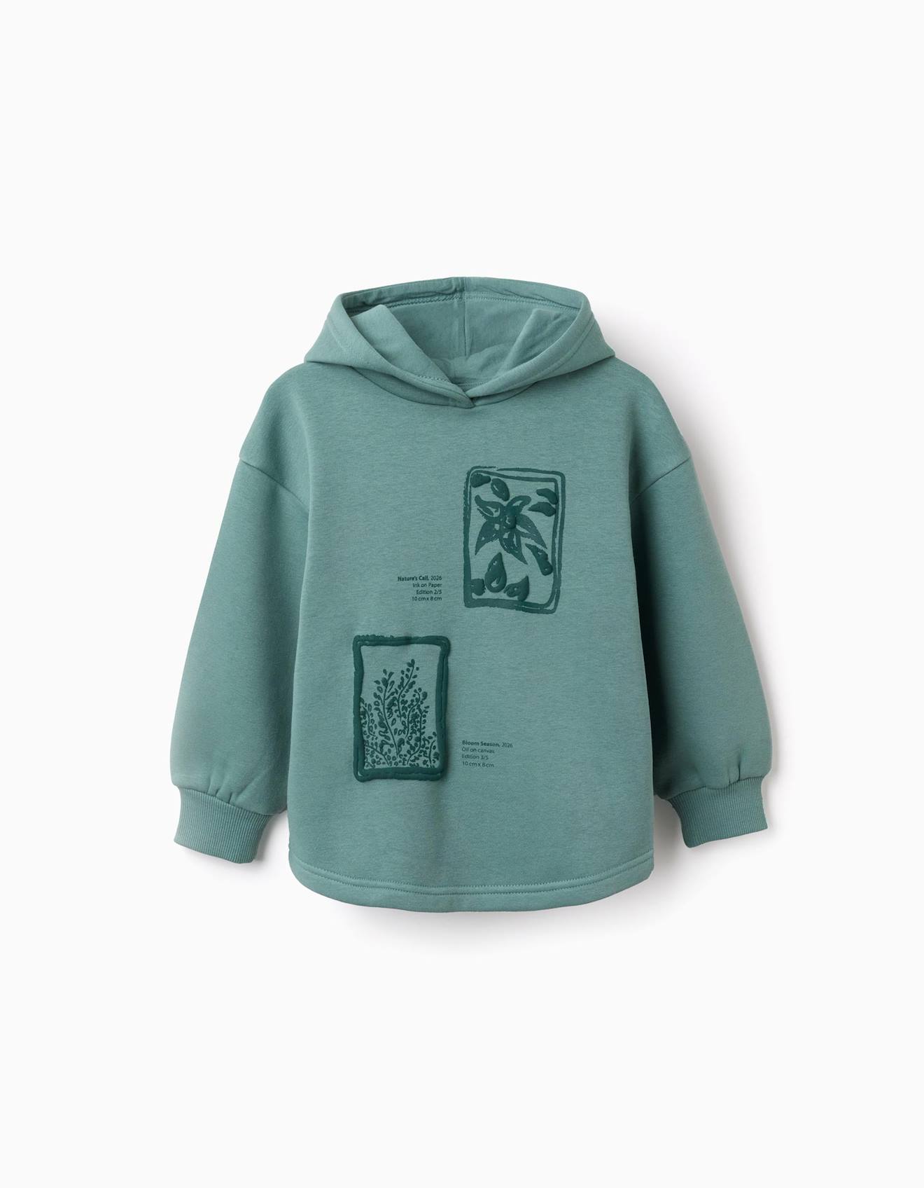 Sweat En Coton Peigné À Capuche Et Imprimé Floral Vert Clair