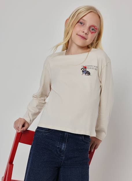 Fille-T-shirt fille en maille imprimé chien