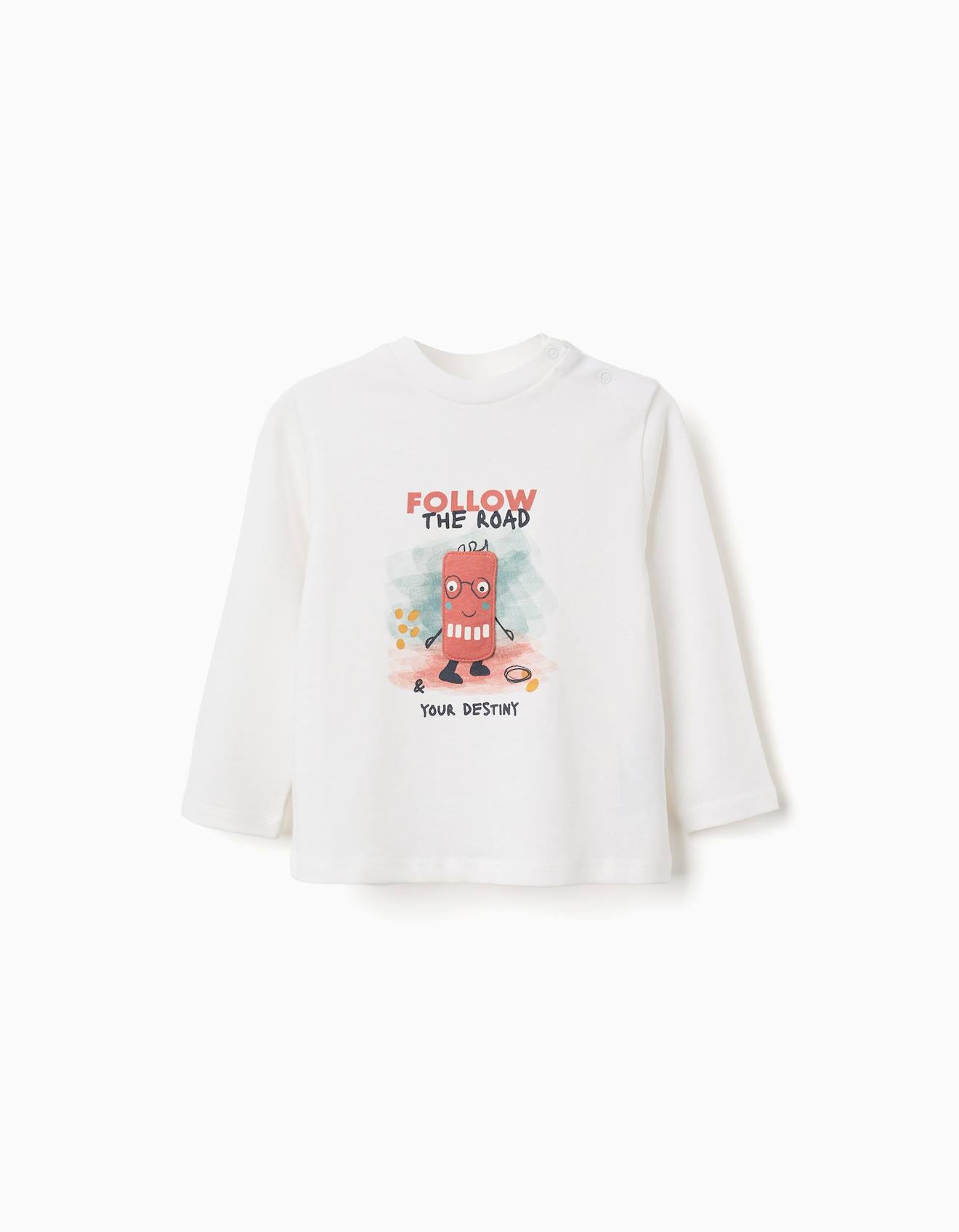 T-shirt En Coton Manches Longues Avec Imprim Destiny Blanc 15$