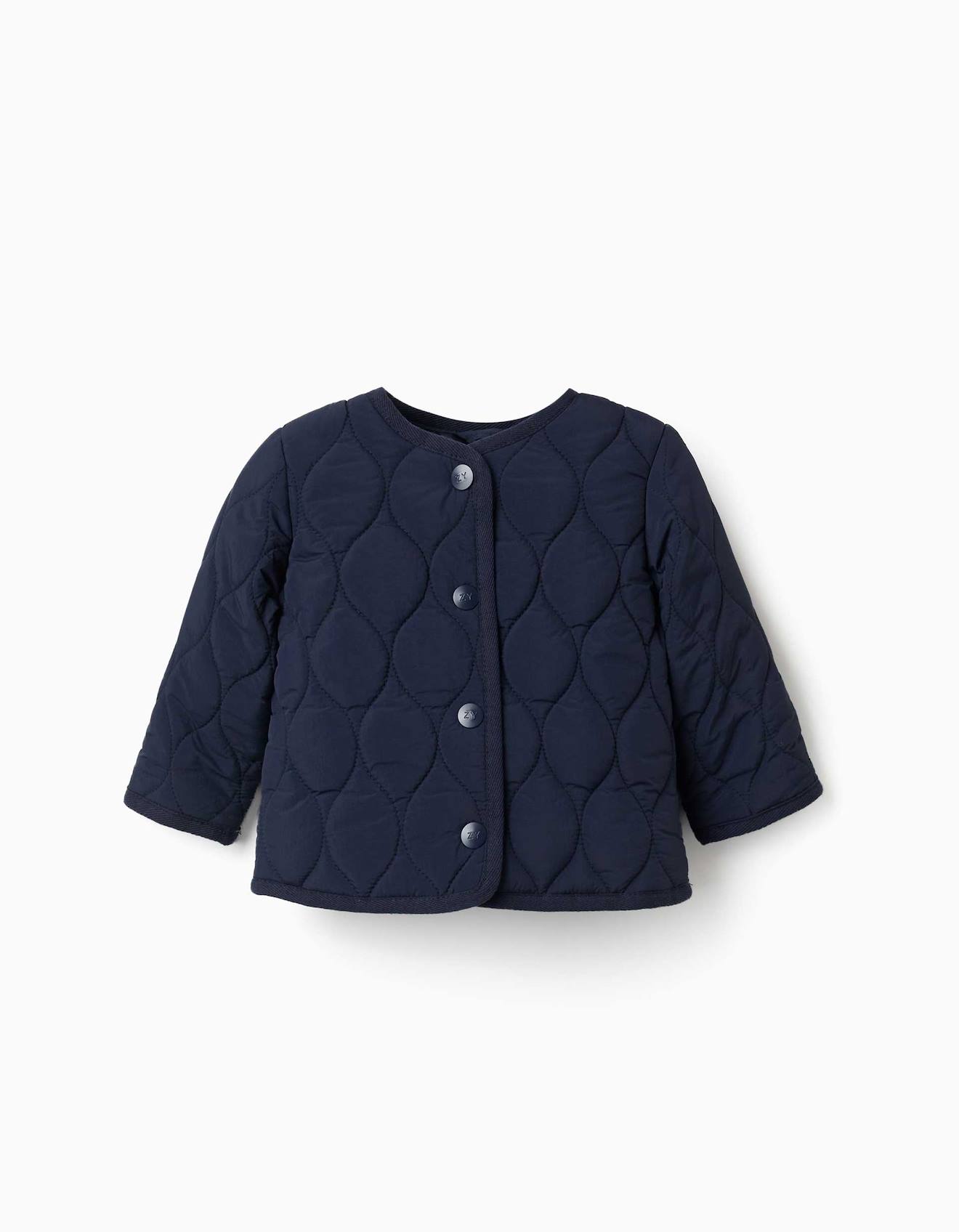 Veste Matelassée Avec Boutons-pression Bleu Foncé