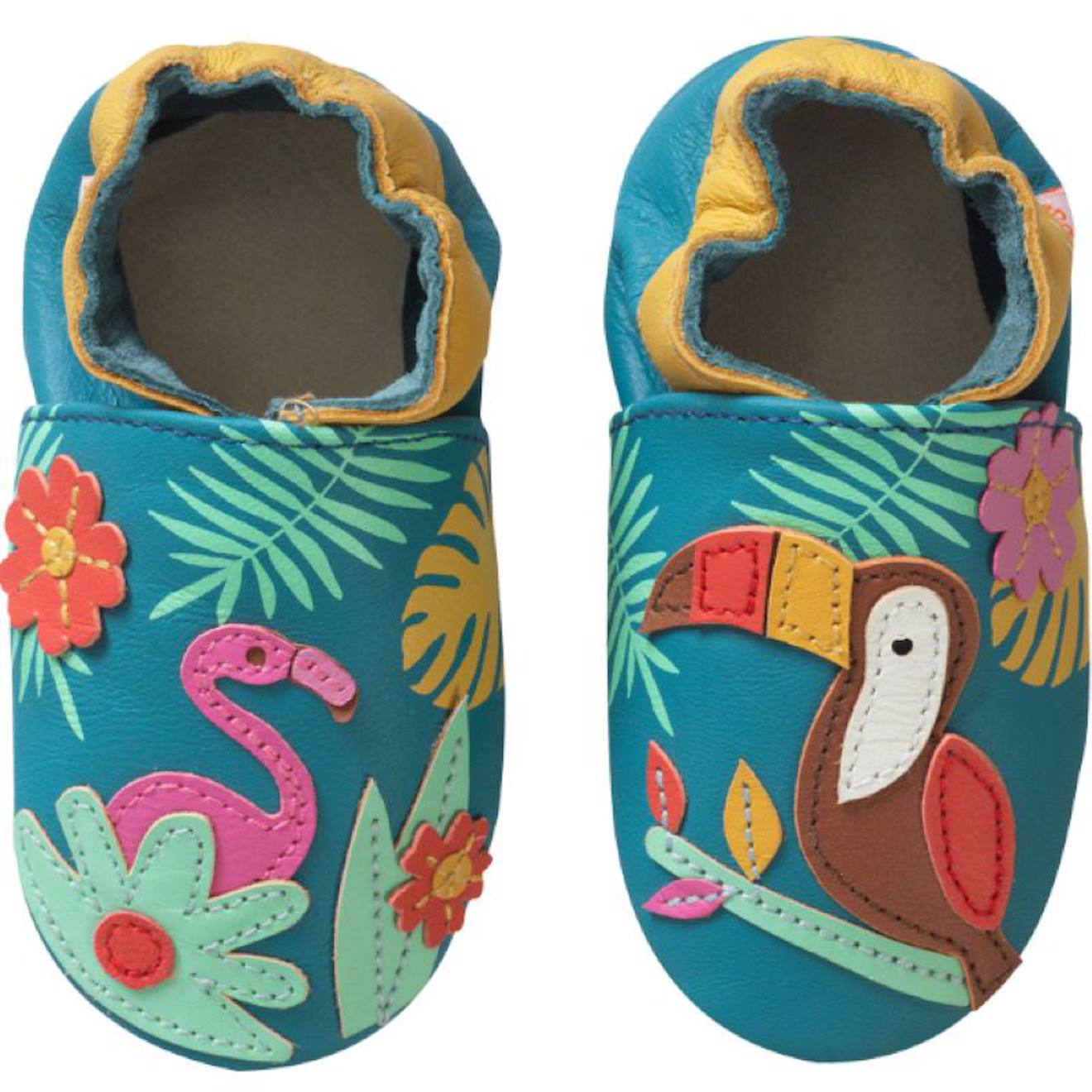 Chaussons Bébé Cuir Souple Soizic Sous Les Tropiques Bleu Chaussons Bébé Cuir Souple Soizic Sous Les Tropiques Bleu