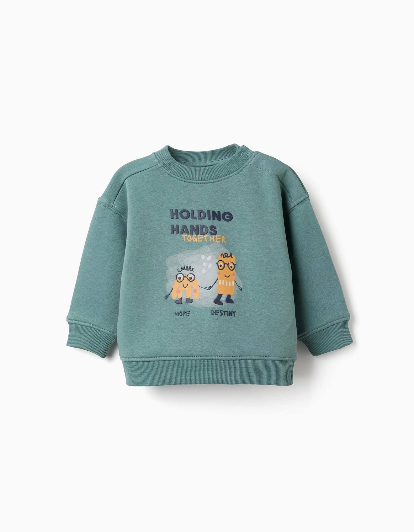 Sweat En Coton Peign Avec Imprim Holding Hands Vert Clair 15$