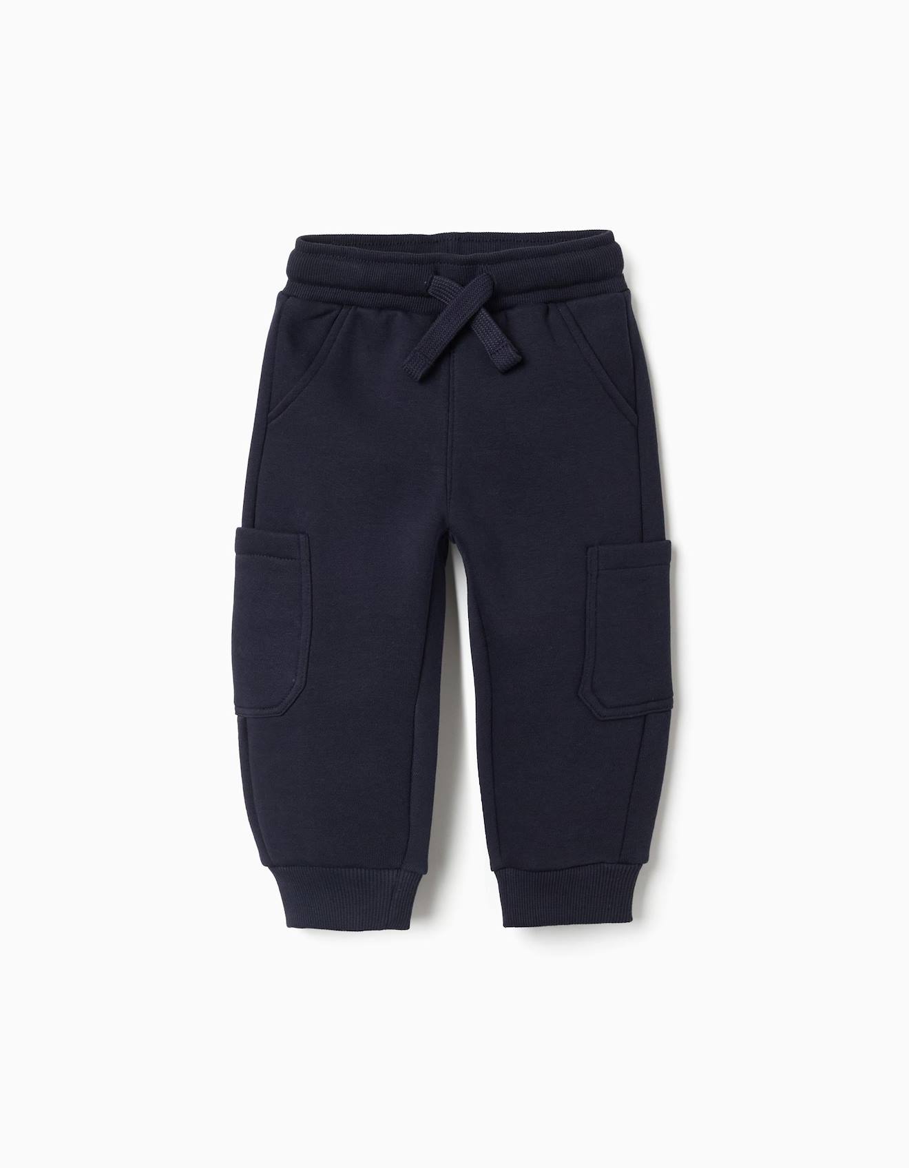 Pantalon De Jogging En Molleton Avec Doublure En Coton Peigné Et Poches Cargo Bleu Foncé