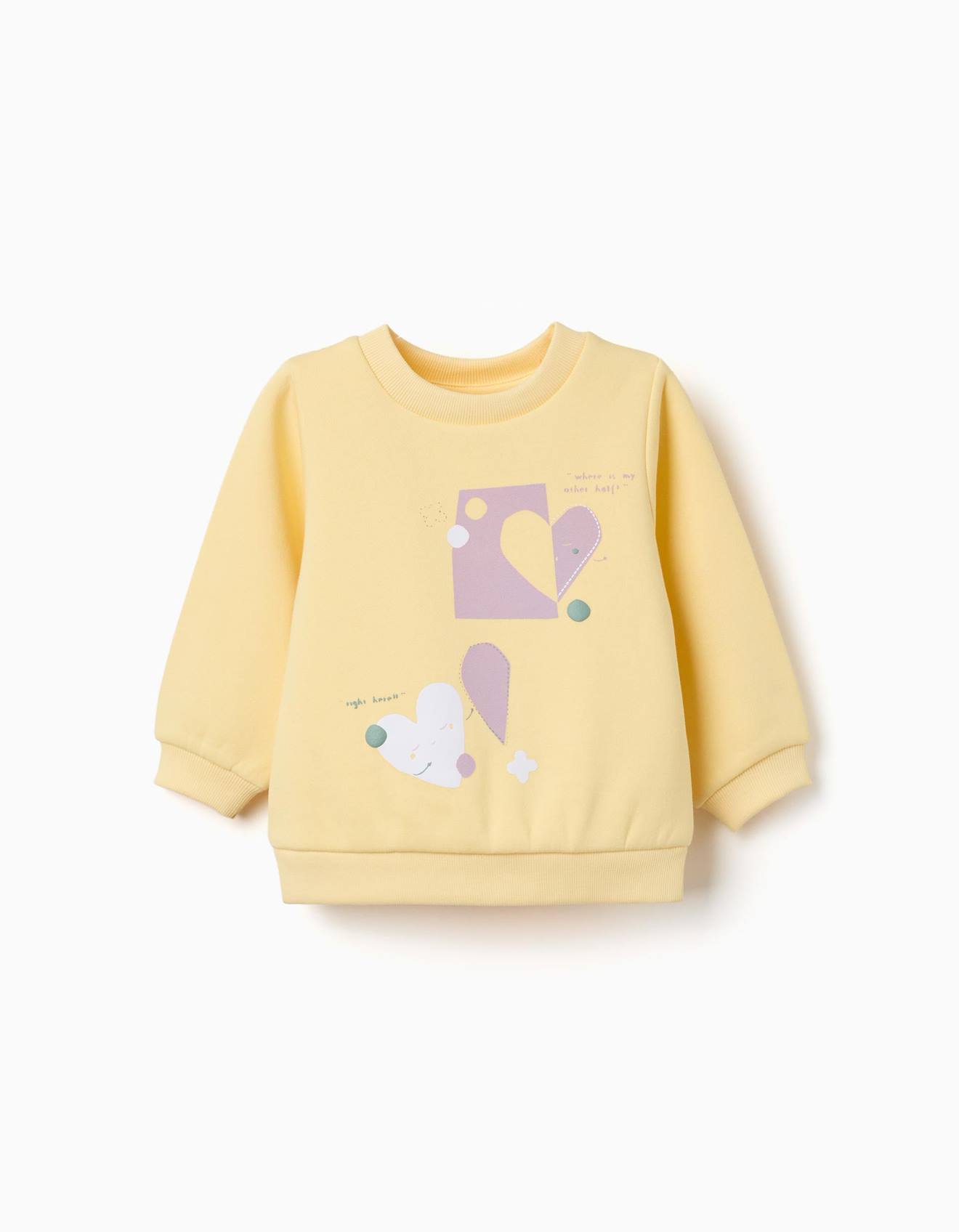 Sweat En Coton Peign Avec Curs Imprims Jaune 15$
