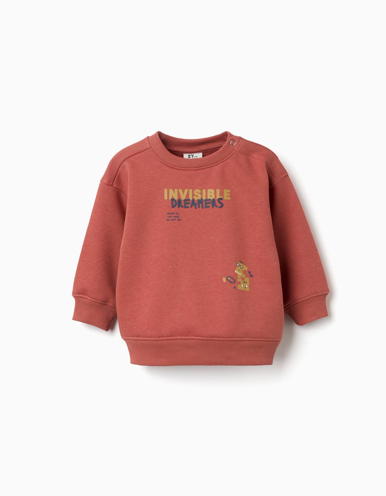Sweat En Coton Peign Imprim Invisible Dreamers Marron 15$